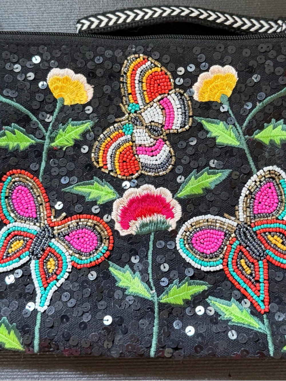Beaded Butterfly Tote with Pink Trim - Picture 3 of 3